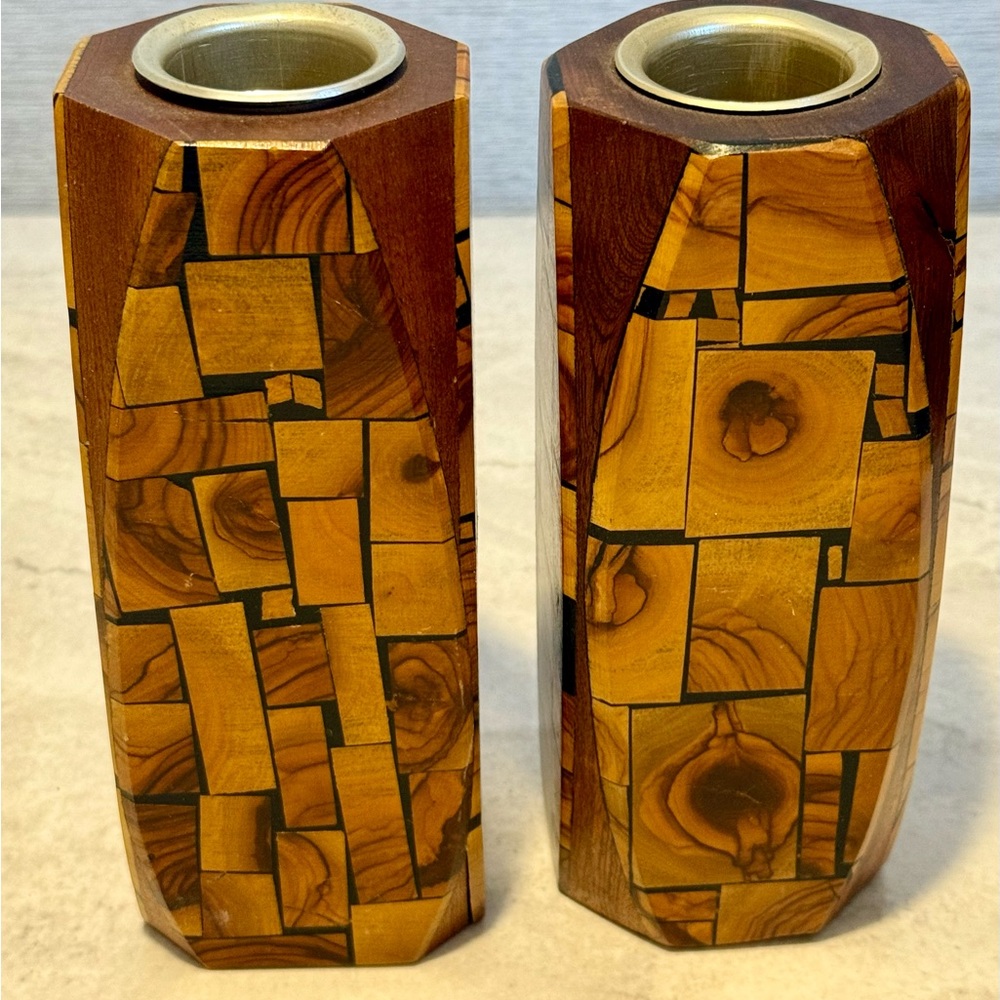 Richard Gross Marqutry Bud Vases x 2